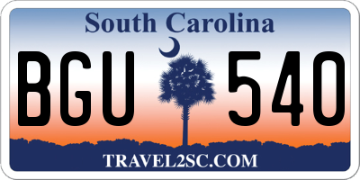 SC license plate BGU540