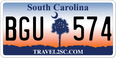 SC license plate BGU574