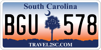 SC license plate BGU578