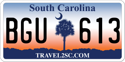 SC license plate BGU613