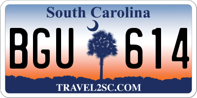 SC license plate BGU614