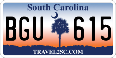 SC license plate BGU615