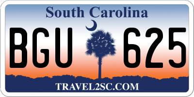 SC license plate BGU625