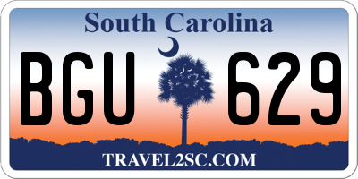 SC license plate BGU629