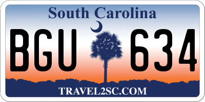 SC license plate BGU634