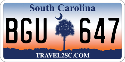 SC license plate BGU647