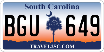 SC license plate BGU649