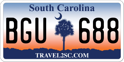 SC license plate BGU688