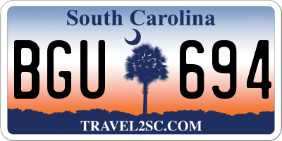 SC license plate BGU694