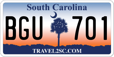 SC license plate BGU701