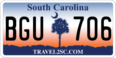 SC license plate BGU706