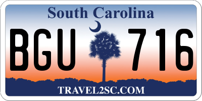 SC license plate BGU716