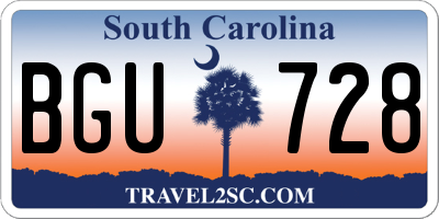 SC license plate BGU728