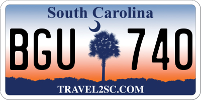 SC license plate BGU740