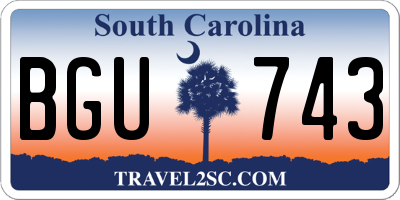 SC license plate BGU743