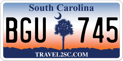 SC license plate BGU745