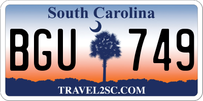 SC license plate BGU749
