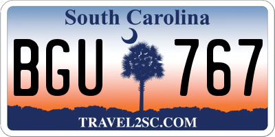 SC license plate BGU767