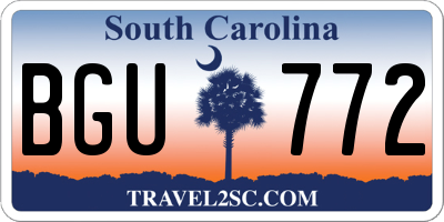 SC license plate BGU772