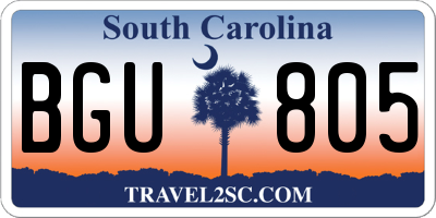 SC license plate BGU805