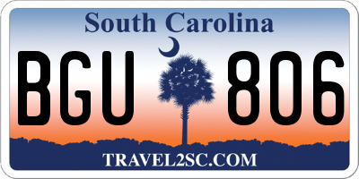 SC license plate BGU806