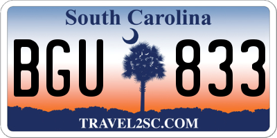 SC license plate BGU833