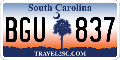 SC license plate BGU837