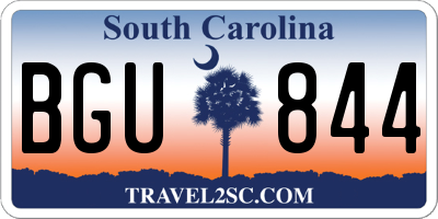SC license plate BGU844