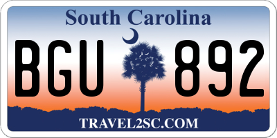 SC license plate BGU892