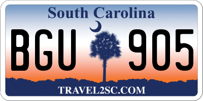 SC license plate BGU905