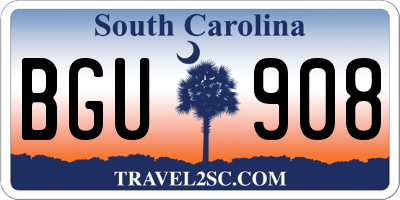 SC license plate BGU908