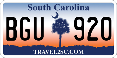 SC license plate BGU920