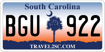 SC license plate BGU922