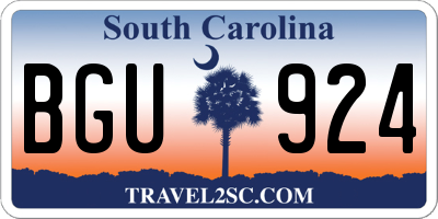 SC license plate BGU924