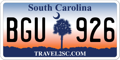 SC license plate BGU926