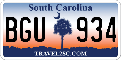 SC license plate BGU934