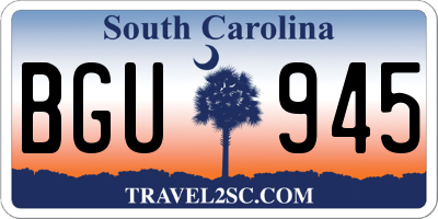 SC license plate BGU945