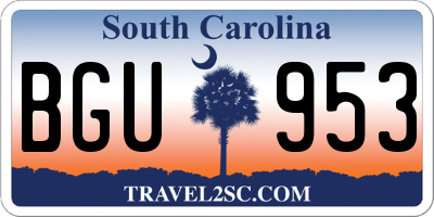 SC license plate BGU953