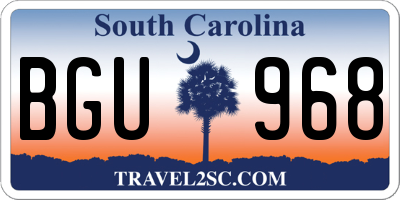 SC license plate BGU968