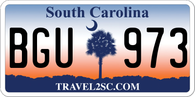 SC license plate BGU973