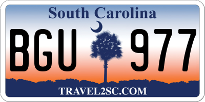 SC license plate BGU977