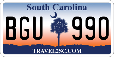 SC license plate BGU990