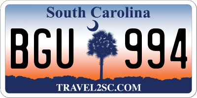 SC license plate BGU994