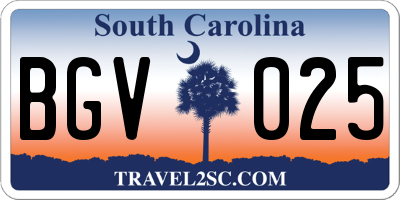 SC license plate BGV025