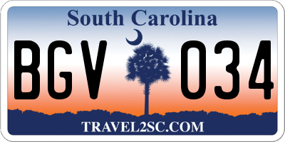 SC license plate BGV034
