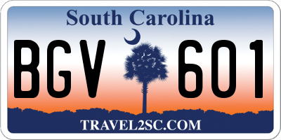 SC license plate BGV601