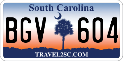 SC license plate BGV604