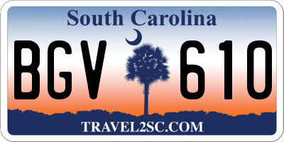 SC license plate BGV610