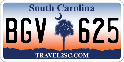 SC license plate BGV625