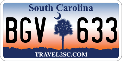 SC license plate BGV633